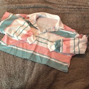 Striped Collard Crop Long Sleeve